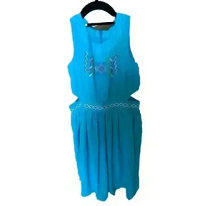 Blush by Us Angels Embroidered Dress with Side Cutouts, girls size 14, Blue